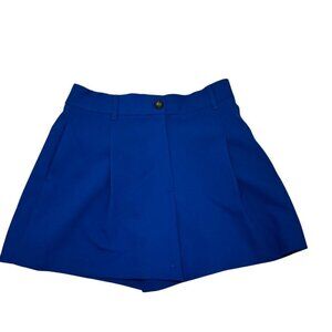 Zara High Waisted Trouser Pleated Shorts Cobalt Blue  Size M NWT